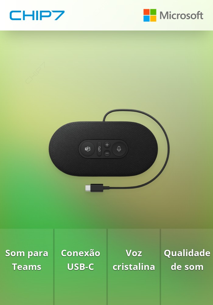 Coluna de som USB-C Black - ideal para reuniões do Microsoft Teams, chamadas nítidas e fiáveis, e uma excelente qualidade de som para ouvir música
