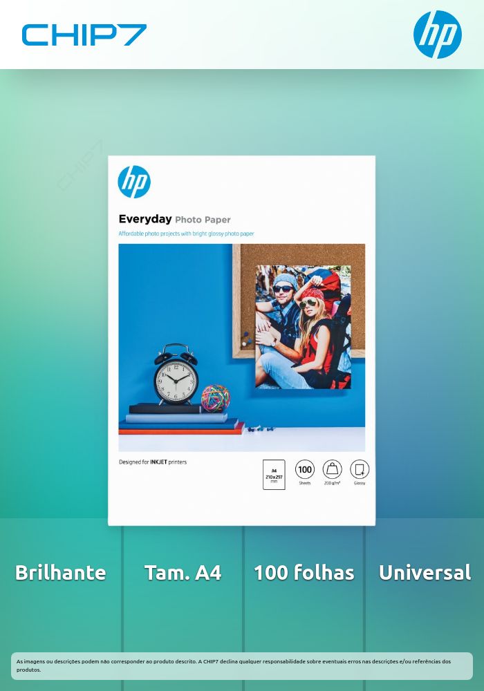 HP Everyday Glossy Photo Paper-100 sht/A4/210 x 297 mm