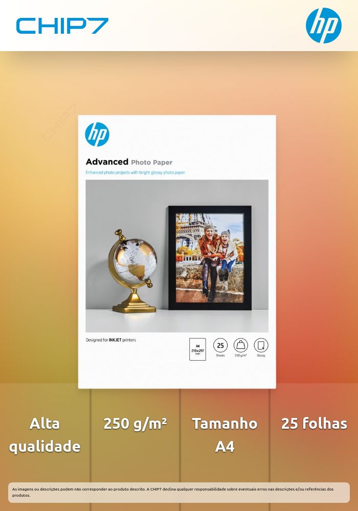 HP Advanced Glossy Photo Paper 250 g/m²-A4/210 x 297 mm/25 sht