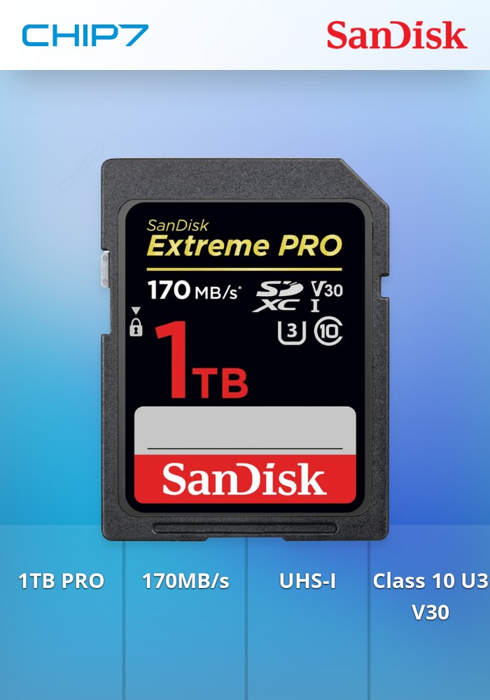 Extreme PRO 1TB SDXC Memory Card up to 170MB/s, UHS-I, Class 10, U3, V30