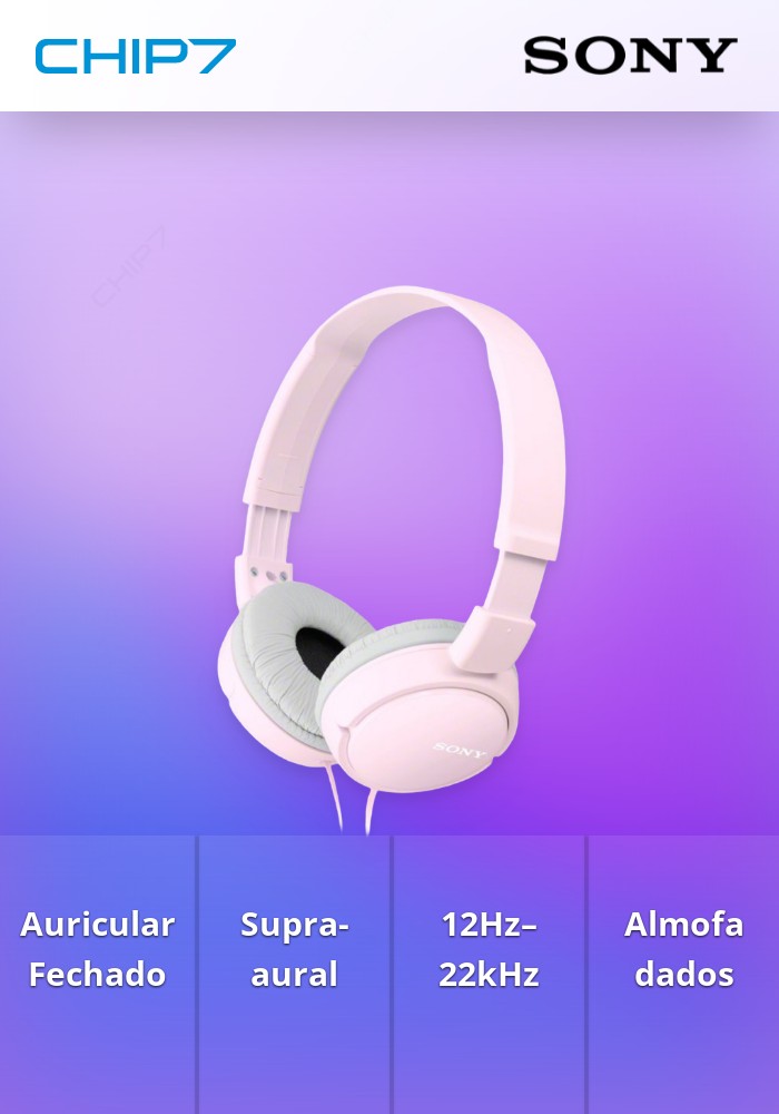 SONY HEADPHONE DOBRAVEIS ROTATIVOS ROSA MDRZX110P