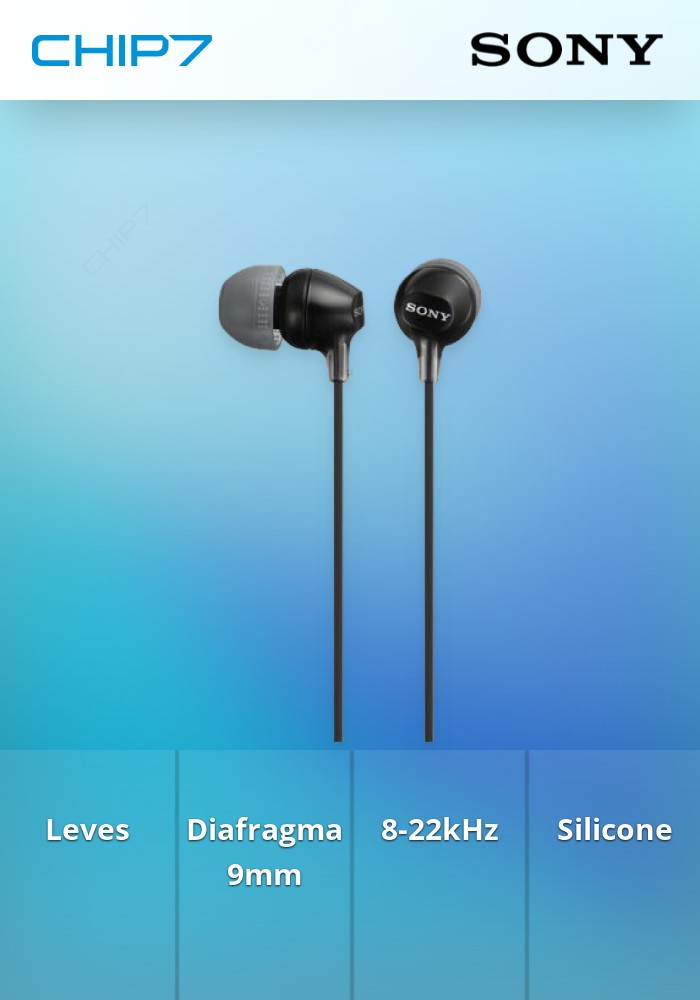 MDR-EX15LPB Preto - Auscultadores de tipo auricular fechado
