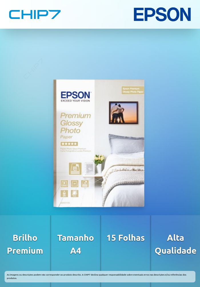 Premium Glossy Photo Paper (A4, 15 Folhas)