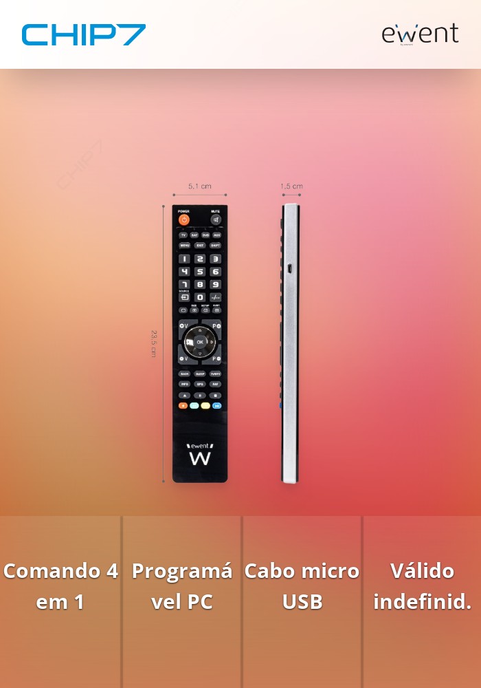 Comando TV Universal 4 in 1 programável através de PC com cabo micro USB » válido até nova comunicação