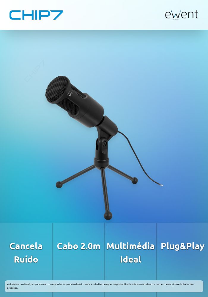 Microfone multimédia com cancelamento de ruído, cabo 2.0m » válido até nova comunicação