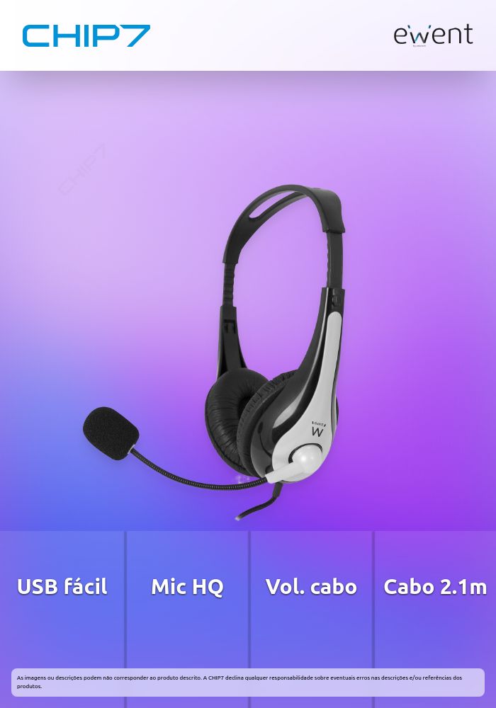 Headsets USB com microfone e controlo de volume, cabo 2.1m » válido até nova comunicação
