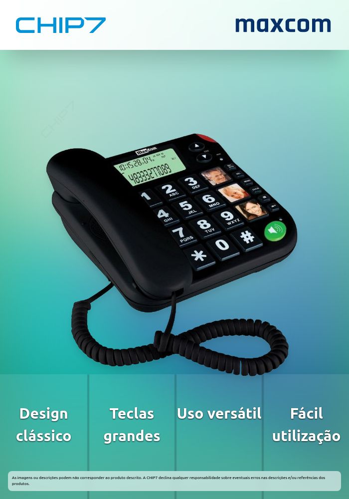 MAXCOM TELEFONE FIXO PRETO KXT480 | CHIP7