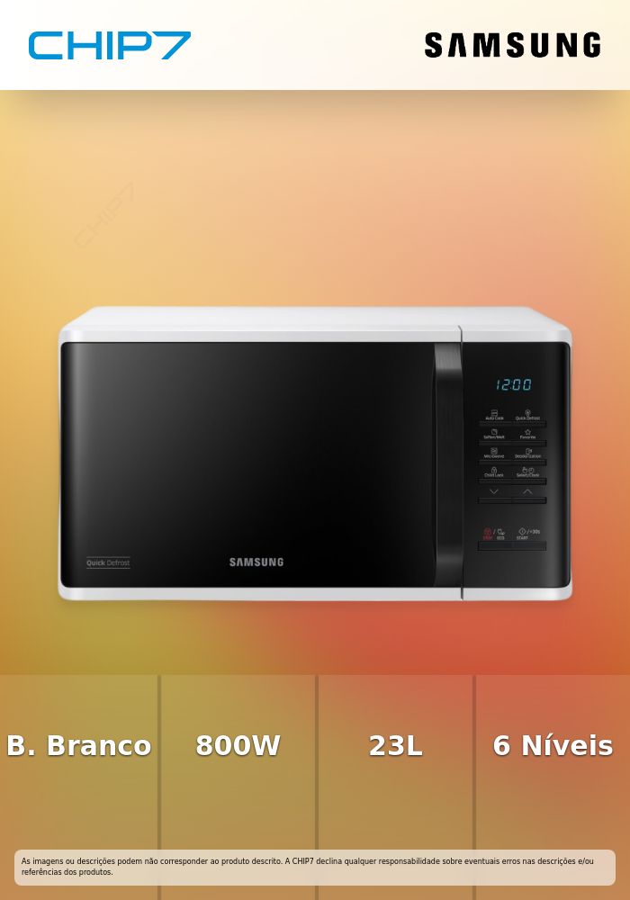 SAMSUNG MICROONDAS DIGITAL 23L BRANCO e PRETO
