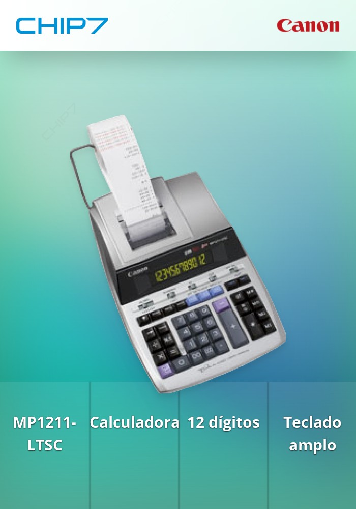 MP1211-LTSC  - Calculadora de Secretária com rolo. 12 dígitos com impressão em fita de tinta de 2 cores. Teclado espaçoso