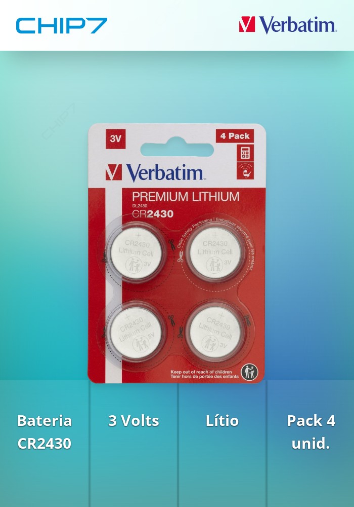 VERBATIM PILHAS CR2430 3V LITHIUM PACK 4