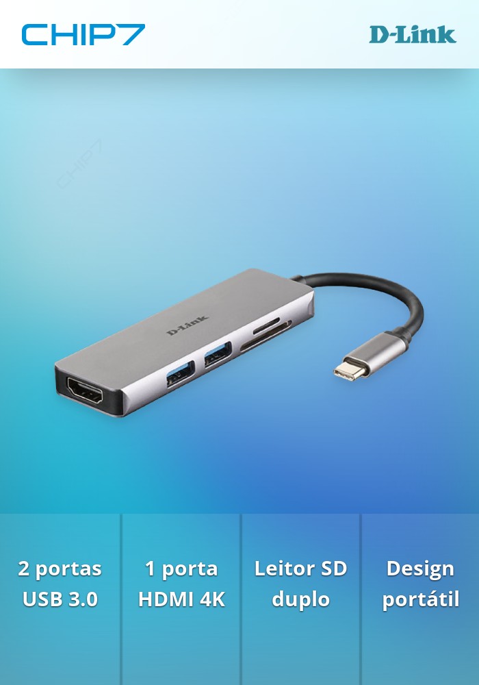 Docking Station D-Link USB C Macho > 2 x USB 3.0 Tipo A + H