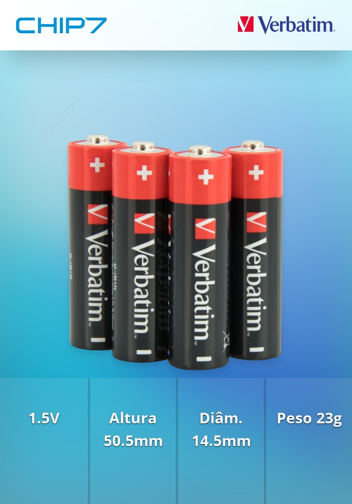 VERBATIM PILHAS ALCALINAS AA LR6 PACK 10 UNIDS