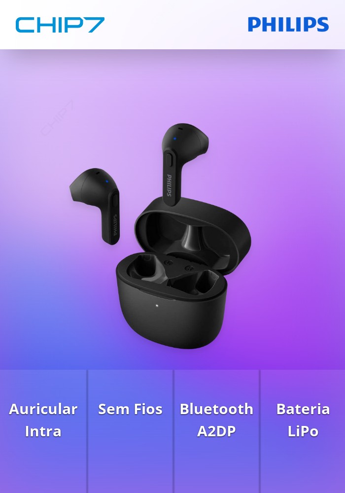 PHILIPS IN-EAR PHONES TRUE WIRELESS BLUETOOTH MICRO PRETO TAT2236BK #