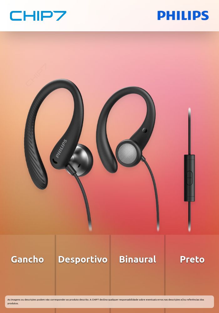 PHILIPS EARPHONE SPORTS C/ MICRO PRETO TAA1105BK