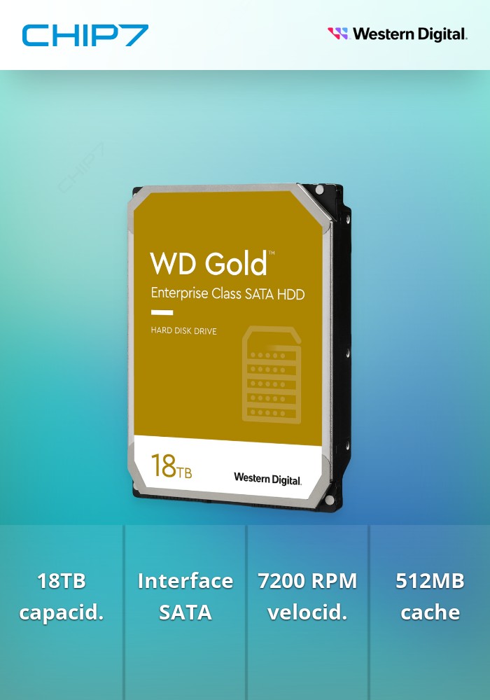 18TB HDD Disco Interno Western Digital Gold WD181KRYZ 3.5