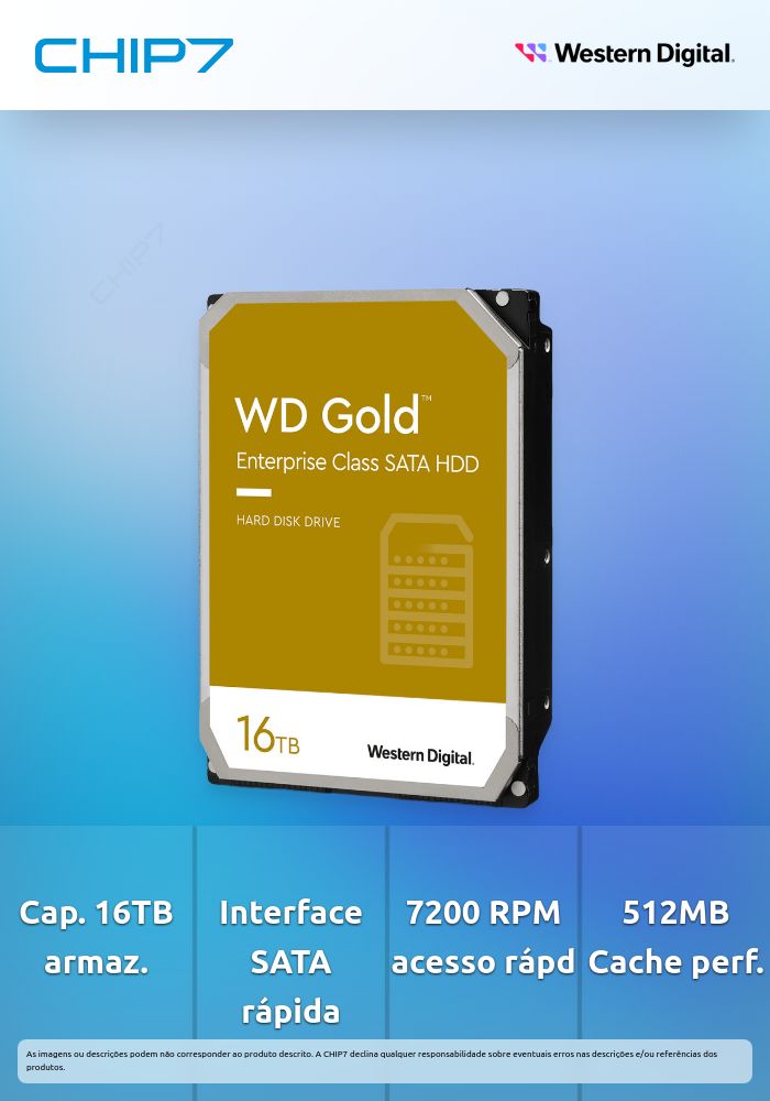 16TB HDD Disco Interno Western Digital Gold WD161KRYZ 3.5