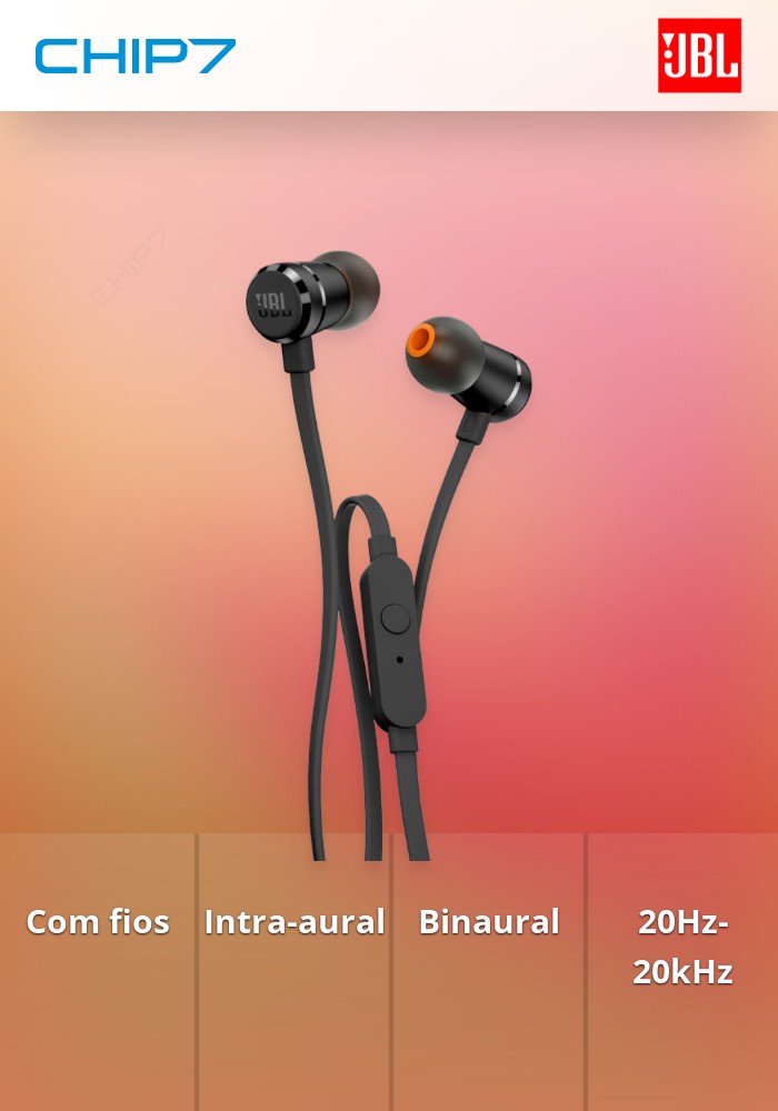 JBL EARPHONES ALUMINIO T290 C/ BOLSA TRANSPORTE BLACK