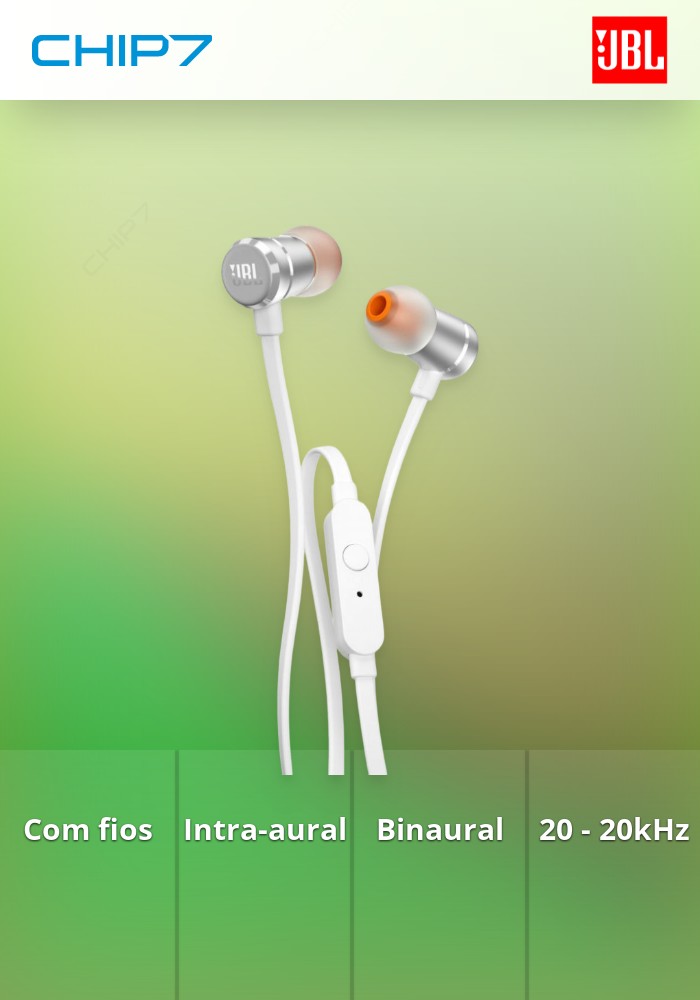 JBL EARPHONES ALUMINIO T290 C/ BOLSA TRANSPORTE SILVER