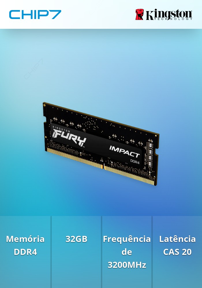 32GB 3200MHz DDR4 CL20 SODIMM FURY Impact