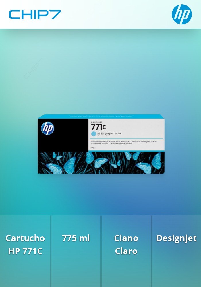 HP 771C 775-ml Light Cyan Designjet Ink Cartridge