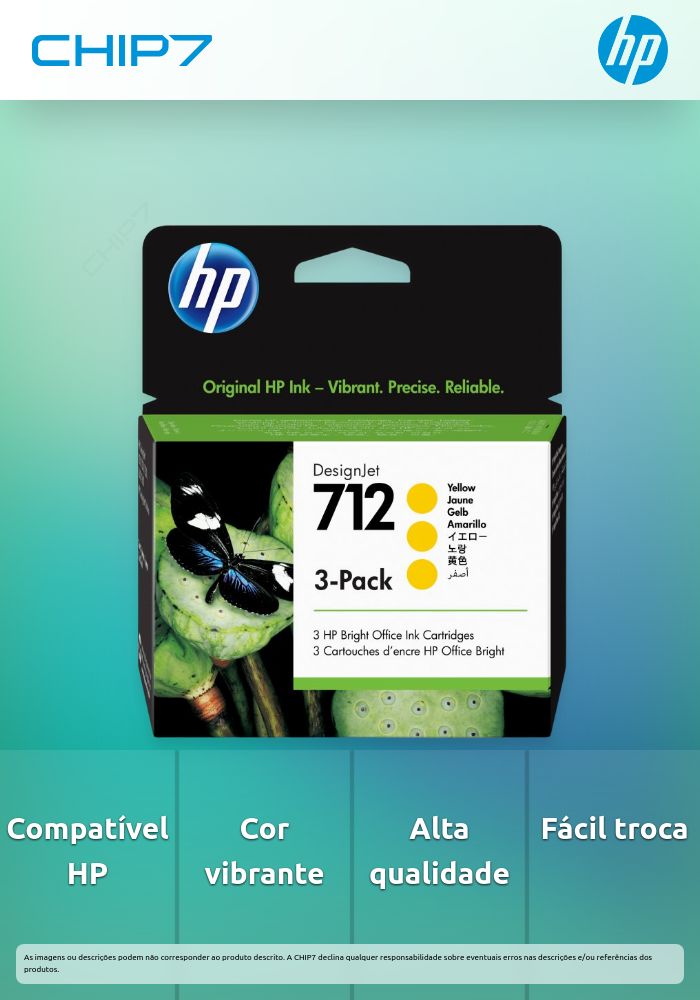 TINTA PACK 3 AMARILLO HP 712