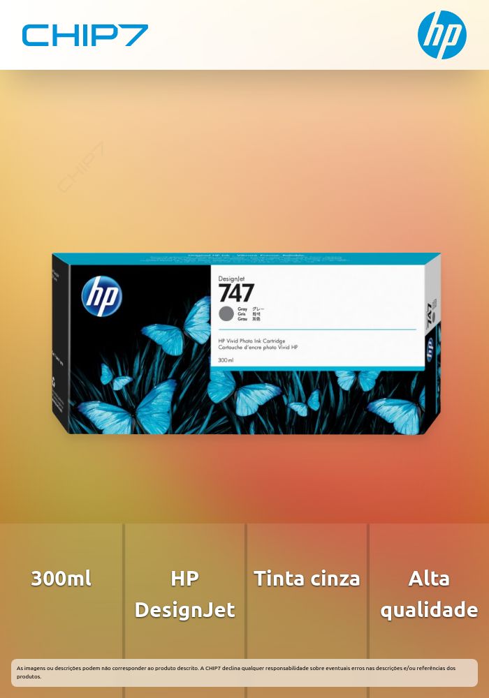 HP 747 300-ml Gray DesignJet Ink Cartridge