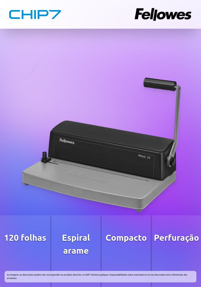 Máquina De Encadernação Espirais Arame Fellowes Metal 25 - 3302502