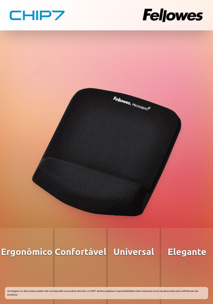 FELLOWES TAPETE RATO C/APOIO PULSO FOAM PLUSTOUCH PRETO