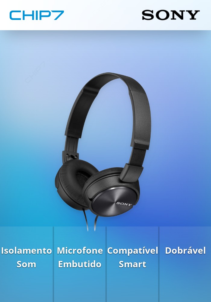 MDR-ZX310APB Preto - Auscultadores de tipo auricular fechado para smartphone