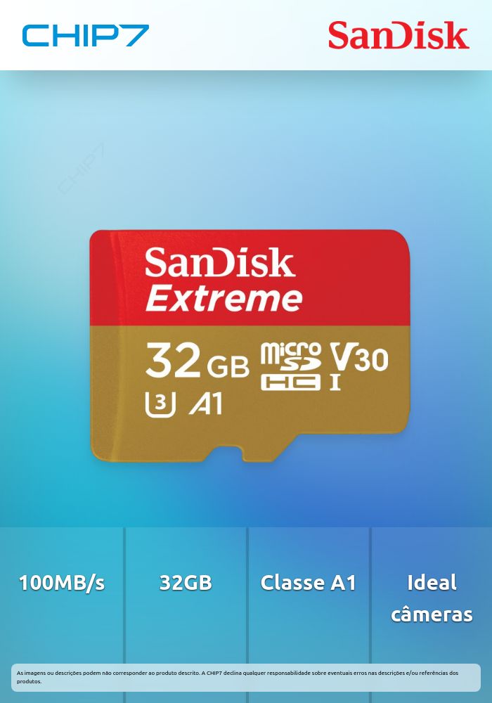 Cartão SanDisk Extreme MicroSDHC C10 A1 UHS-I 32GB