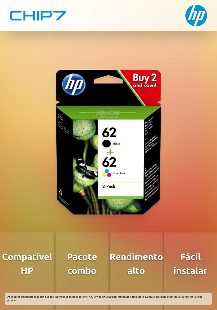 HP 62 Ink Cartridge Combo 2-Pack