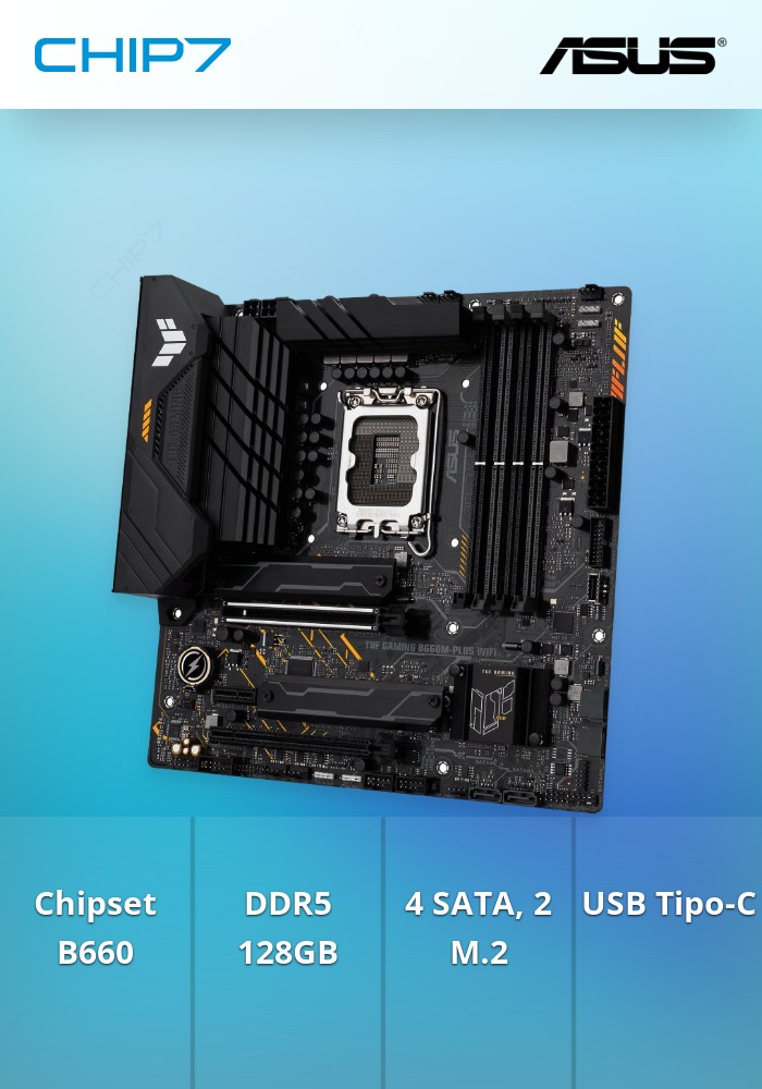 Motherboard ASUS TUF GAMING B660M-PLUS WIFI - Socket Intel LGA1700, Chipset B660, DDR5, Micro-ATX, PCIe 4.0, WiFi 6