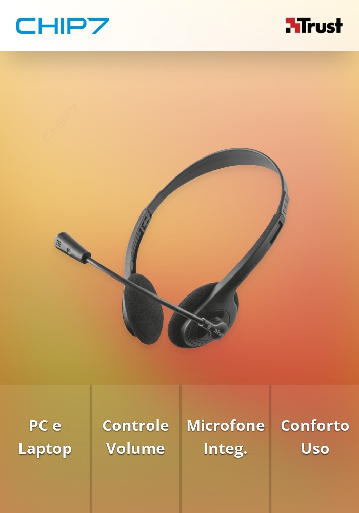 Primo Chat Headset for PC and Laptop - Comando de volume em linha