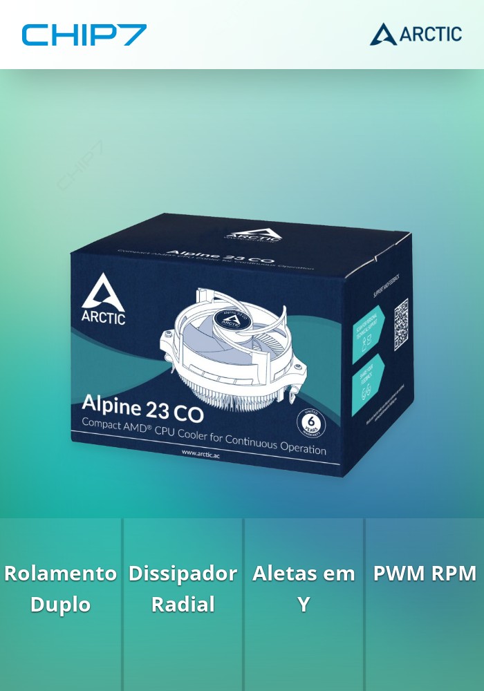 COOLER CPU ARCTIC ALPINE 23 CO AL DUAL BALL BEARING