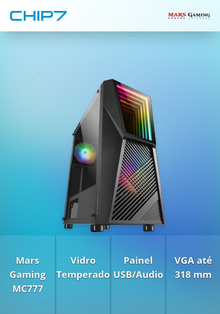 MARS GAMING MC777 ATX CASE, 2X 120MM ARGB FAN, T. GLASS, INFINITY MIRROR, BLACK