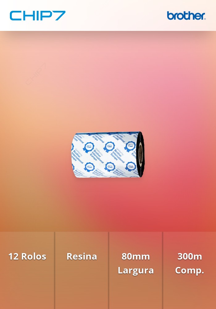 Caixa com 12 Rolos de Ribbon de resina standard de 80mm de largura e 300m de comprimento (Equipamentos relacionados: TD4420TN, TD4520TN, TD4650TNWB, TN4650TNWBR, TD4750TNWB, TD4750TNWBR)