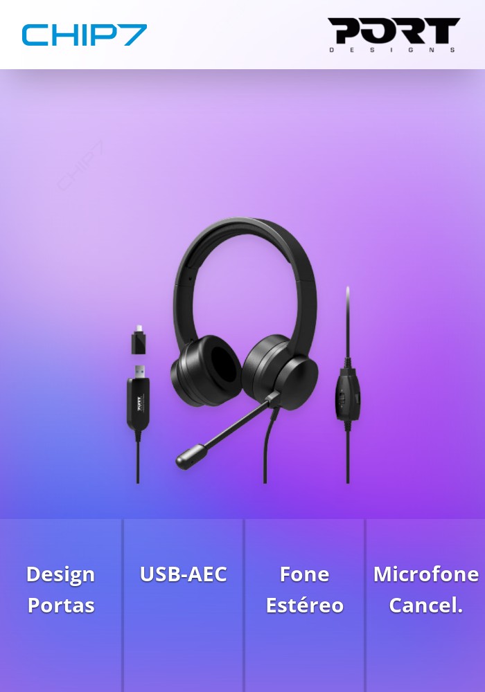 PORT HEADSET CONFORT OFFICE STEREO USB 4 CONTROLES COMANDO NOISE CANCEL