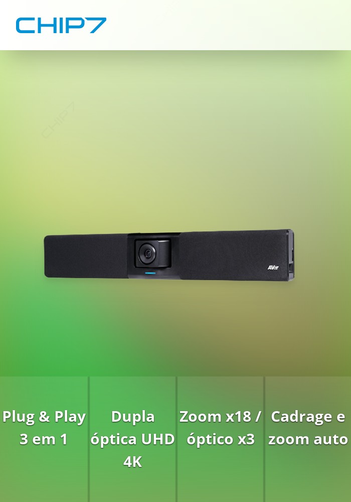 AVER CAM VB350 4K DUAL LENS VIDEOBAR (120º FIX / PTZ 18X  ZOOM) BEAMFORMING MIC