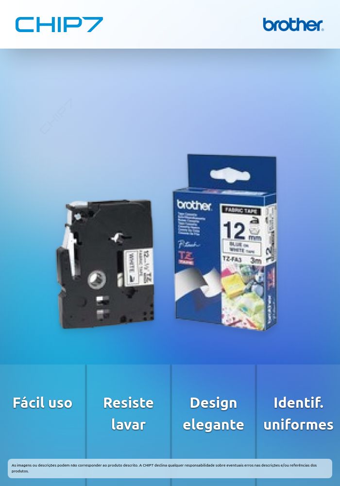 BROTHER FITA 12MM BRANCO/AZUL TEXTIL