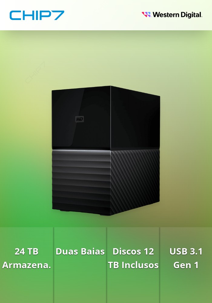 WD My Book Duo WDBFBE0240JBK - Matriz de disco rígido - 24 TB - 2 baias - HDD 12 TB x 2 - USB 3.1 Gen 1 (externo)