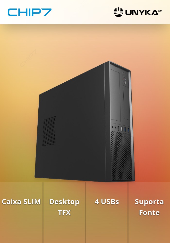 Caixa SLIM Desktop TFX UK 3001 BLACK 2*USB 3.0+2*USB 2.0 - Suporta Fonte TFX