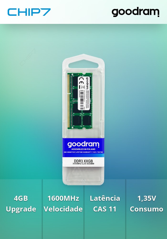 4GB 1600MHz CL11 1,35V SR SODIMM