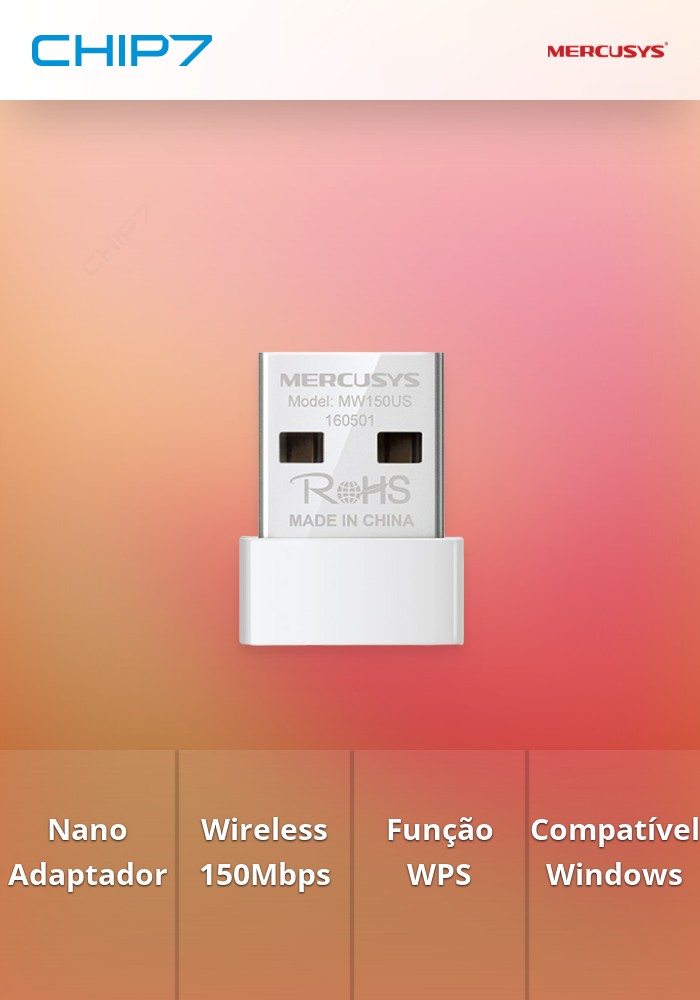 NANO ADAPTADOR WIRELESS N150MBPS MERCUSYS MW150US