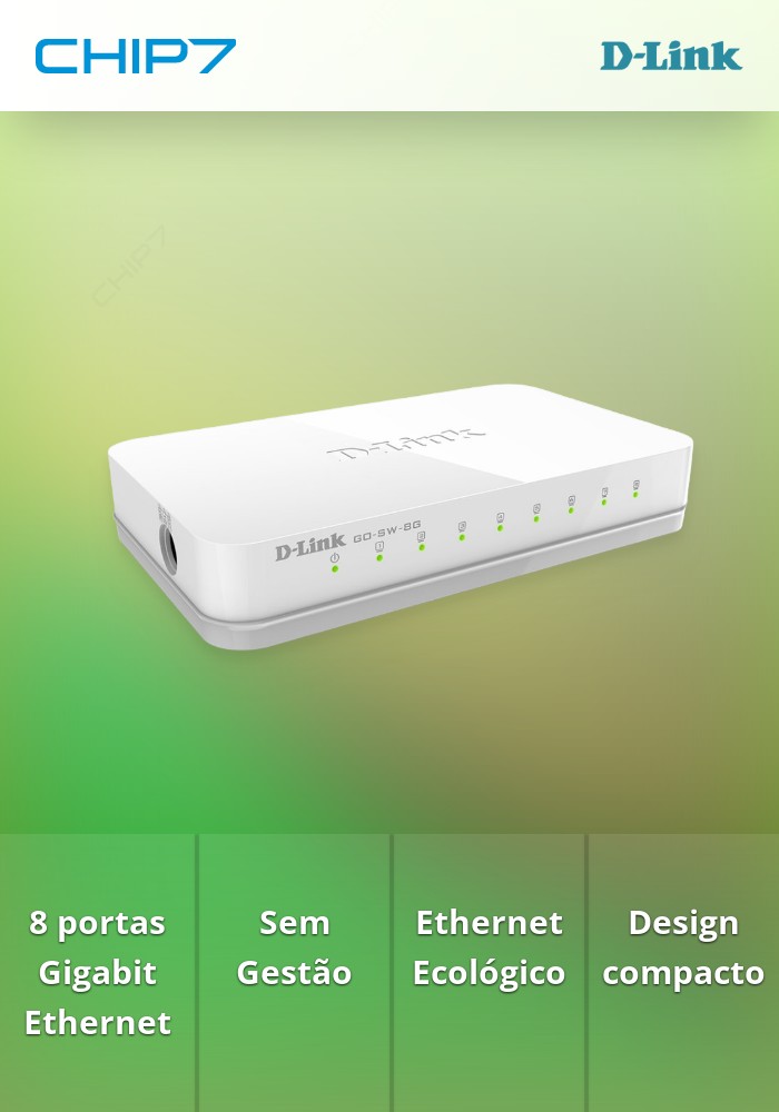 Switch D-Link 8 Portas Gigabit, Sem Gestão Green, Desktop