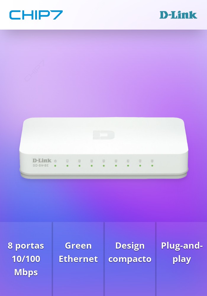 Switch D-Link 8 Portas 10/100, Sem Gestão, Green, Desktop