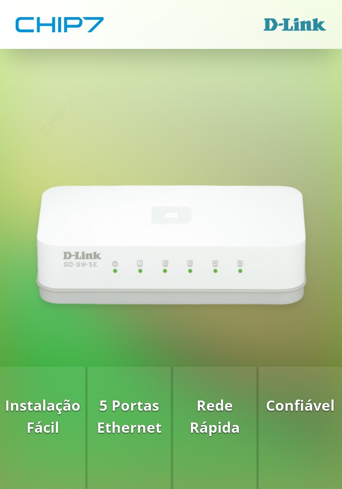 Switch D-Link 5 Portas 10/100, Sem Gestão, Green, Desktop
