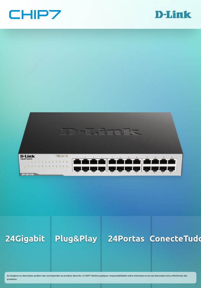 Switch D-Link 24 Portas Gigabit, Sem Gestao Green, Desktop 10,1