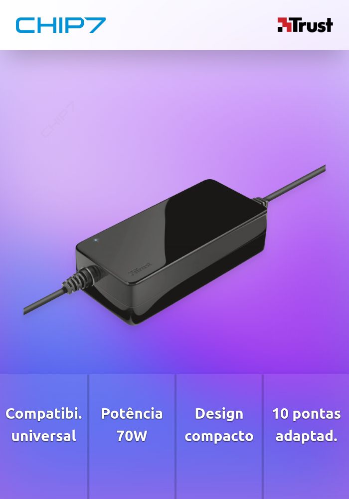 Carregador TRUST PRIMO 19V-70W para Portáteis - 22141