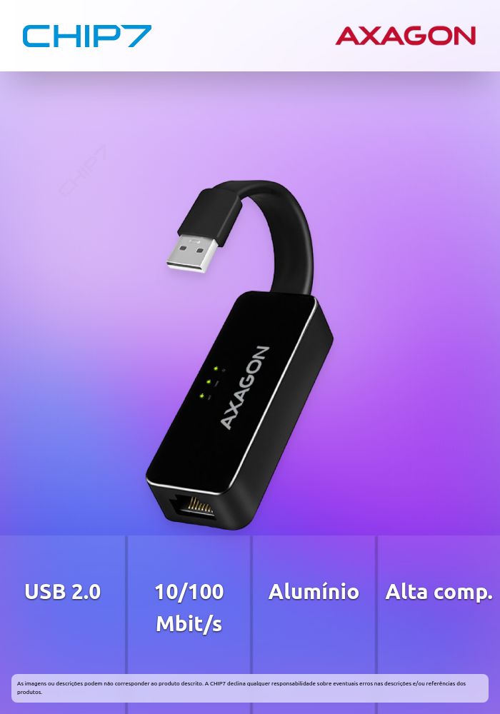Adaptador AXAGON ADE-XR Fast Ethernet 10/100 - USB 2.0 Tipo