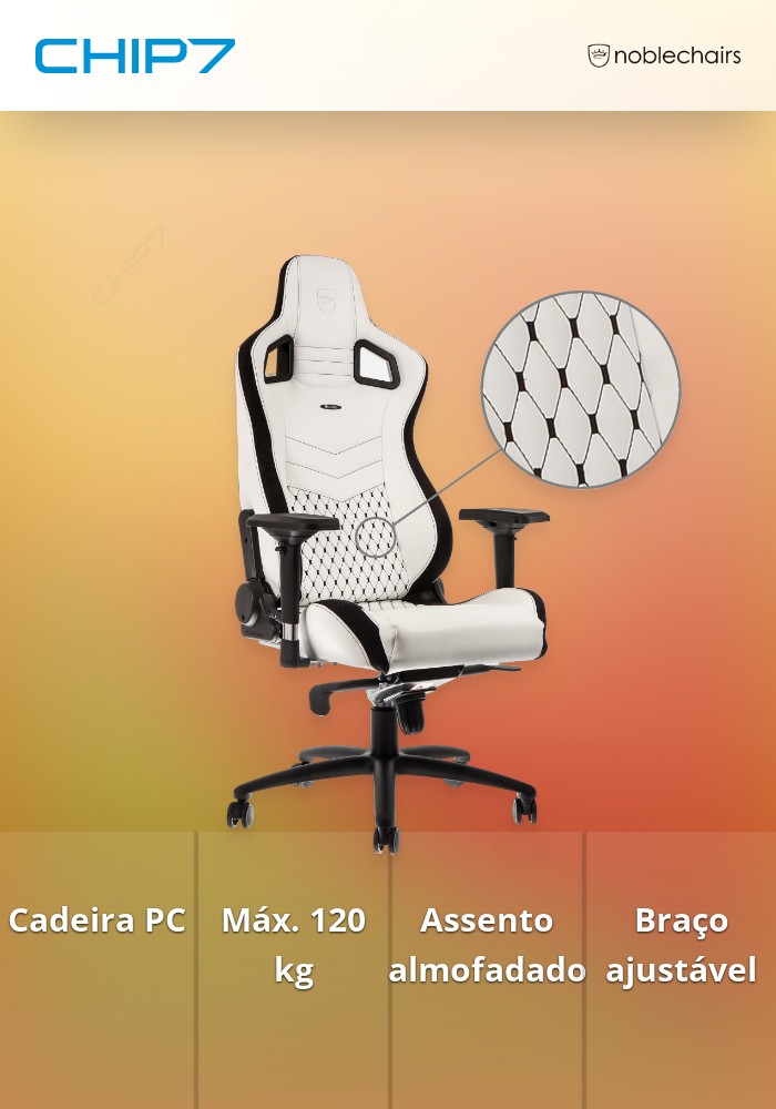 Cadeira noblechairs EPIC PU Leather Branco / Preto